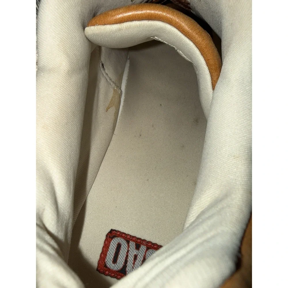 SAO Mens Size 12M Comfort Shoes Brown Beige Leather Sneakers Herringbone Pattern
